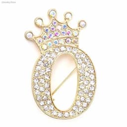 New 26 Letters A-Z Brooch Rhinestones Crystal Gold Color English Alphabet Metal Pins Cute Jewelry Accessories Christmas Gift