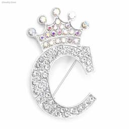 New 26 Letters A-Z Brooch Rhinestones Crystal Gold Color English Alphabet Metal Pins Cute Jewelry Accessories Christmas Gift