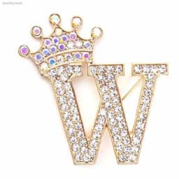 New 26 Letters A-Z Brooch Rhinestones Crystal Gold Color English Alphabet Metal Pins Cute Jewelry Accessories Christmas Gift