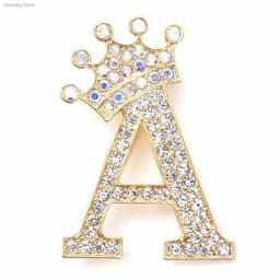 New 26 Letters A-Z Brooch Rhinestones Crystal Gold Color English Alphabet Metal Pins Cute Jewelry Accessories Christmas Gift
