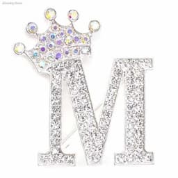 New 26 Letters A-Z Brooch Rhinestones Crystal Gold Color English Alphabet Metal Pins Cute Jewelry Accessories Christmas Gift