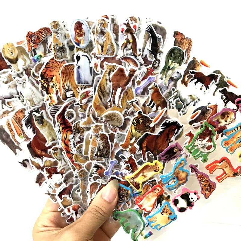 10 Sheets 3D Puffy Stickers Animals Bulk Stickers Scrapbook Decoration Birthday New Year Christmas Gifts for Kids Boys Girls