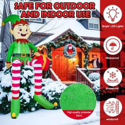 1PCS Christmas Inflatable Sitting elf Model with LED Lights,For Xmas Party Indoor Gift Decoration Props