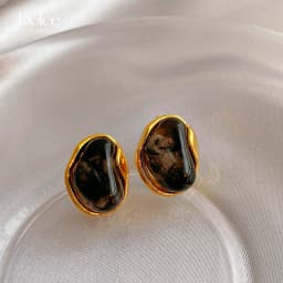 Maillard French Amber Color Irregular Geometric Stones Stud Earrings for Women Simple Unique Girl Jewelry Christmas Gift