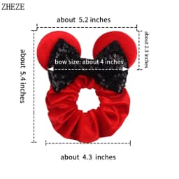 2024 New Fashion Mouse Ears Velvet Hair Scrunchies Girls Rope Ponytail Holder Christmas Headband Festival Elastic Hairband