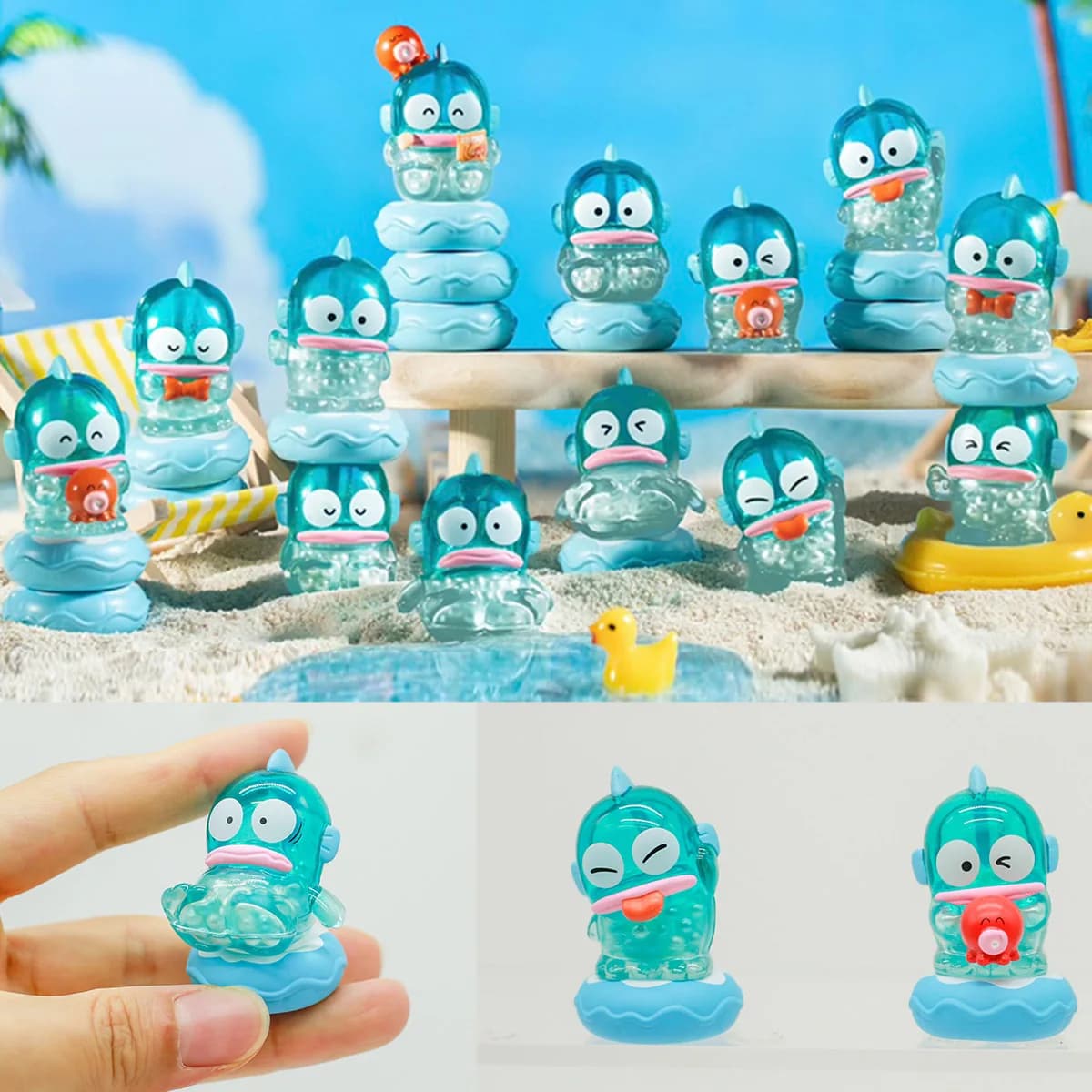 Sanrio Characters Hangyodon Holiday Beach Stacking Mini Blind Box Toy Figures Collectibles Desk Decor Christmas Gifts