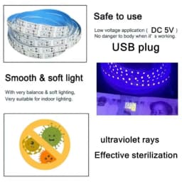 5V Flexible UV LED Strip Light 2835 SMD USB Purple Ultraviolet Light Strip for Detect Money Home Christmas Decor TV Backlight