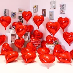 Love Heart Foil Balloons, Helium Balloon, Valentine's Day Supplies, Wedding, Christmas, Birthday Party Decorations, 18Inch 10Pcs