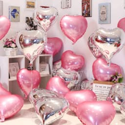 Love Heart Foil Balloons, Helium Balloon, Valentine's Day Supplies, Wedding, Christmas, Birthday Party Decorations, 18Inch 10Pcs