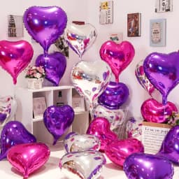 Love Heart Foil Balloons, Helium Balloon, Valentine's Day Supplies, Wedding, Christmas, Birthday Party Decorations, 18Inch 10Pcs