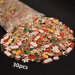 30/50/100pcs High Quality New Christmas Day Charms Santa Claus/Fawn/Snowflake Winter Christmas Carnival Jewelry Diy Earring Make
