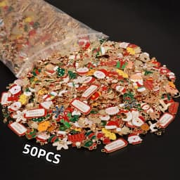 30/50/100pcs High Quality New Christmas Day Charms Santa Claus/Fawn/Snowflake Winter Christmas Carnival Jewelry Diy Earring Make