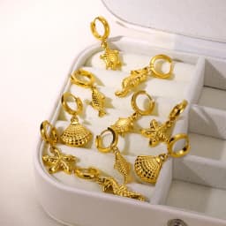 Freshwater Ocean Starfish Shell Hoop Earrings for Women Elegant Stainless Steel Gold Color Aretes Christmas Jewelry Accessories
