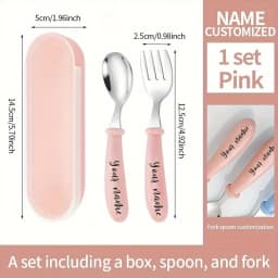 2pcs, Any Name Cutlery Set Easter Gifts,For Boys and Girls,School Lunch,Birthday Gifts,Christmas Gifts,Custom Engraved Custom