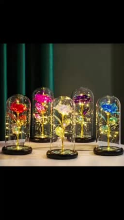 Artificial Glass Flower with Eternal Rose of the LED Light for Women Beauty and Beast Rose Birthday Gifts for Girls Christmas
