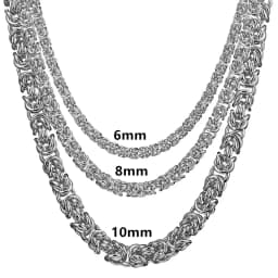 Customed Size 7"-40" Trendy 6/8/10mm Men Women Jewelry Stainless Steel Round Byzantine Chain Necklace Party Christmas Gift