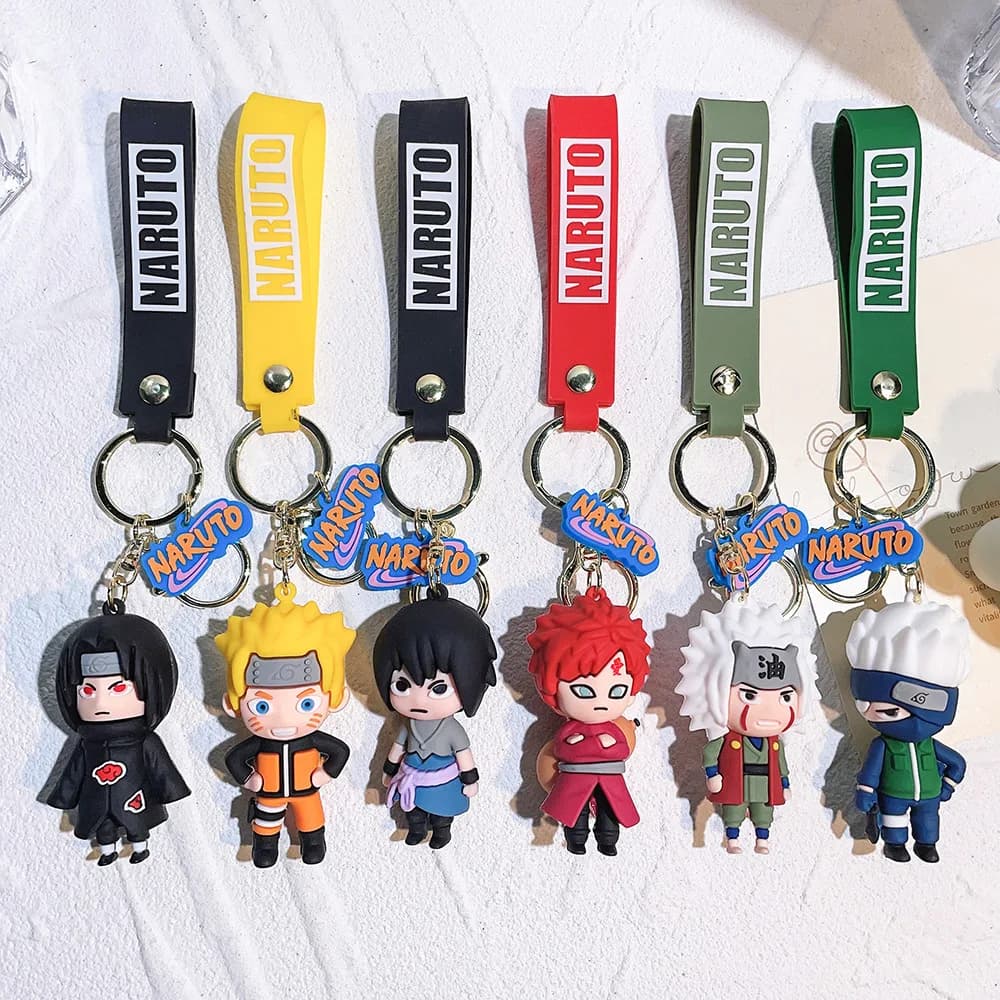 Cartoon PVC Naruto Anime Peripheral Keychain Naruto Silicone Figure Car Key Chain Christmas, Halloween Gift