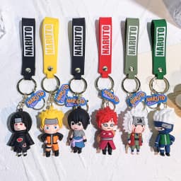 Cartoon PVC Naruto Anime Peripheral Keychain Naruto Silicone Figure Car Key Chain Christmas, Halloween Gift