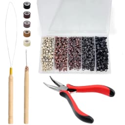 Hair Extension Kit,including 1000Pcs 5 Colors Hair Extension Bead with Hair Pliers,Pulling Hook Loop and Needle Christmas gift