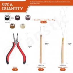 Hair Extension Kit,including 1000Pcs 5 Colors Hair Extension Bead with Hair Pliers,Pulling Hook Loop and Needle Christmas gift