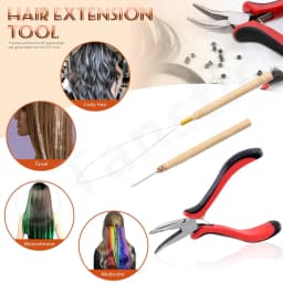 Hair Extension Kit,including 1000Pcs 5 Colors Hair Extension Bead with Hair Pliers,Pulling Hook Loop and Needle Christmas gift