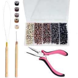 Hair Extension Kit,including 1000Pcs 5 Colors Hair Extension Bead with Hair Pliers,Pulling Hook Loop and Needle Christmas gift