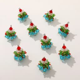 6PCS/SET Winter Christmas Tree Charms Beaded Crystal Glass Handmade Woven for Earrings and Necklace Diy Making Jewelry Gifts