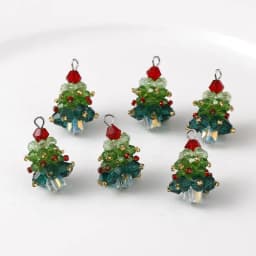 6PCS/SET Winter Christmas Tree Charms Beaded Crystal Glass Handmade Woven for Earrings and Necklace Diy Making Jewelry Gifts