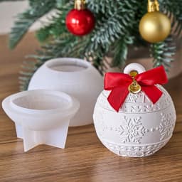 Round Christmas Jar Silicone Mold DIY Handmade Relief Berry Snowflake Scented Candle Jar Gift Box Plaster Craft Mold Home Decor