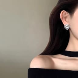 Metal Wing Heart Imitation Pearl Geometry Stud Earrings For Women Jewelry Simple Wedding Christmas Girl Gift Jewelry Wholesale