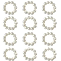 Set of 12 Imitation Pearl Napkin Rings Handmade Simple Napkin Buckle for Wedding Party Christmas Banquet Home Table Decoration