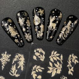 1PCS Golden Glitter Leaf Nail Art Stickers Shinny Christmas Trees Snowflake Sliders Japanese Winter Y2K Leaves Manicure Decor