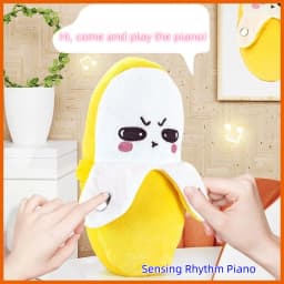 Banana Baby Beat Sensing Creative Fruit Novelty Parent-Child Musical Interactive Piano Toy Plush Doll Christmas Gift
