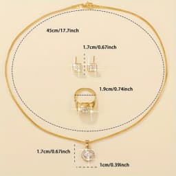 Luxury Cube Jewelry Set Women's Elegant Necklace Earrings & Ring Set Perfect Gift for Valentine's Day Christmas Gift