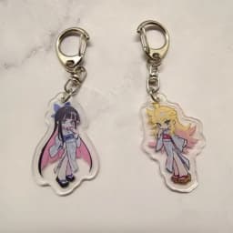 Anime Panty & Stocking with Garterbelt Bowknot KeyChain Kawaii Figure Acrylic Keyrings Backpack Pendant For Fans Christmas Gifts