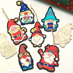 16pcs/set Elf Gnome Series Wooden Hanging Craft Kit DIY Painting Crafts for Merry Christmas Home Party Decoration Supplies