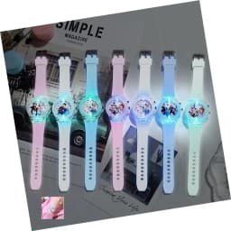 Disney Children Watch Frozen Princess Pattern Led Glowing Flash Fashion Kids Quartz Wristwatch Christmas Gifts