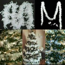 2M Christmas Tree White Feather Boa Strip Xmas Ribbon Party Garland Decor Grament Accessaries Wedding Supplies