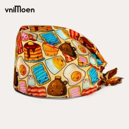 2024 New Christmas Scrubs Caps Santa Claus Print Cap Pet Grooming Agency Headcap Work Scrubs Hat Nursing dust Cap