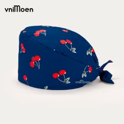 2024 New Christmas Scrubs Caps Santa Claus Print Cap Pet Grooming Agency Headcap Work Scrubs Hat Nursing dust Cap