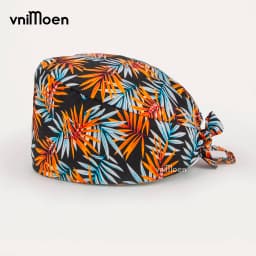 2024 New Christmas Scrubs Caps Santa Claus Print Cap Pet Grooming Agency Headcap Work Scrubs Hat Nursing dust Cap