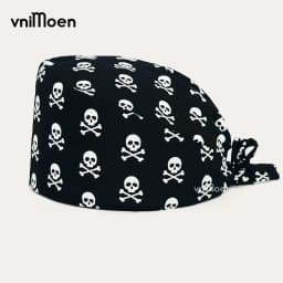 2024 New Christmas Scrubs Caps Santa Claus Print Cap Pet Grooming Agency Headcap Work Scrubs Hat Nursing dust Cap