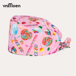 2024 New Christmas Scrubs Caps Santa Claus Print Cap Pet Grooming Agency Headcap Work Scrubs Hat Nursing dust Cap