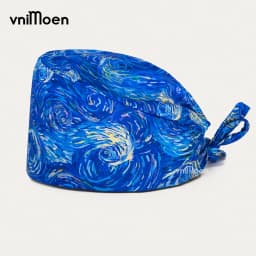 2024 New Christmas Scrubs Caps Santa Claus Print Cap Pet Grooming Agency Headcap Work Scrubs Hat Nursing dust Cap
