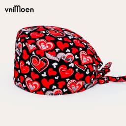 2024 New Christmas Scrubs Caps Santa Claus Print Cap Pet Grooming Agency Headcap Work Scrubs Hat Nursing dust Cap