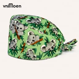 2024 New Christmas Scrubs Caps Santa Claus Print Cap Pet Grooming Agency Headcap Work Scrubs Hat Nursing dust Cap