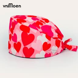 2024 New Christmas Scrubs Caps Santa Claus Print Cap Pet Grooming Agency Headcap Work Scrubs Hat Nursing dust Cap