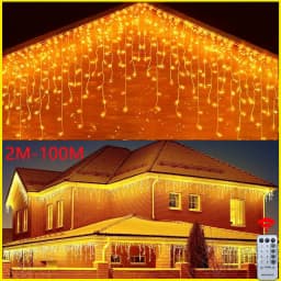 Christmas Decoration 2026 Fairy Lights Led lcicle String Lights Outdoor Curtain Garland Street Garland On The House Party 2025