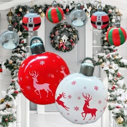 1 Pc 40cm PVC Inflatable Christmas Decoration Ball Ornament. Christmas Outdoor Holiday Yard Lawn Porch Decoration