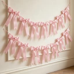 1set Pink Bow Ribbon Hanging Garland for Kids Birthday Party Wedding Baby Shower Decoration Christmas Satin Ribbon Home Ornament